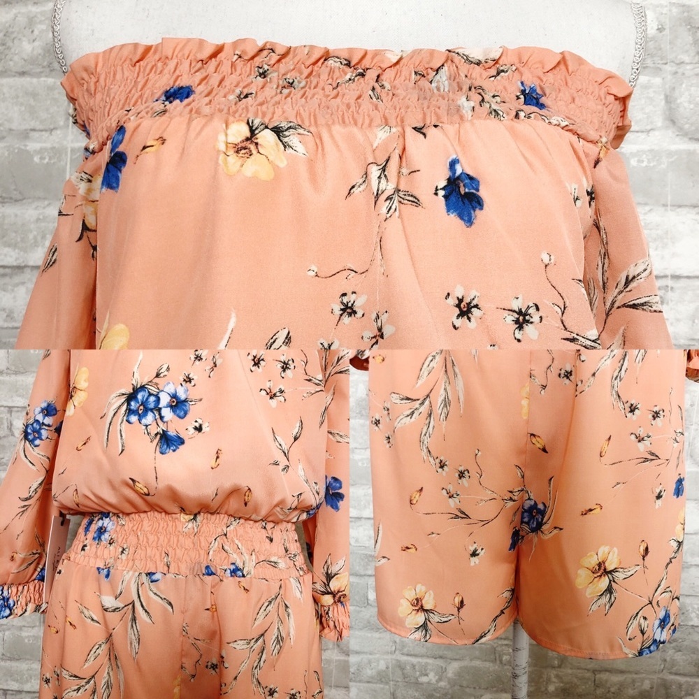 NWT Ali & Jay | Peach Floral Backstage Romper Small - Picture 5 of 10
